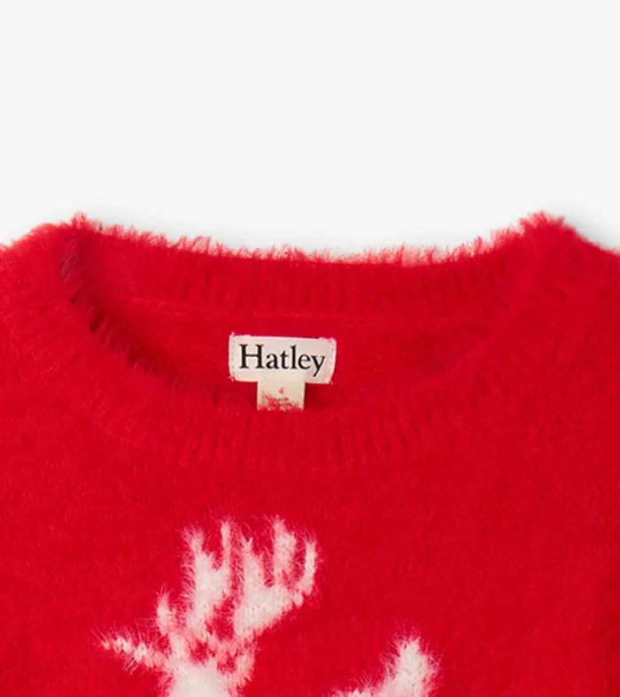 Girls Holiday Deer Mix Media Dress Hatley