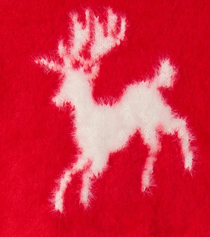 Girls Holiday Deer Mix Media Dress Hatley