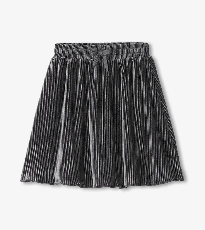 Girls Silver Shine Pleated Velour Skirt Hatley