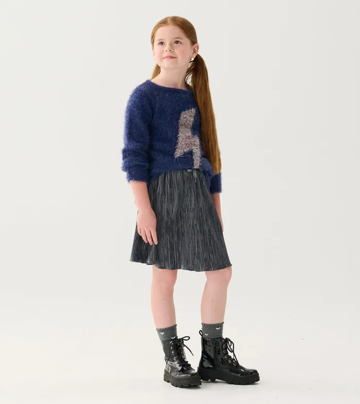 Girls Silver Shine Pleated Velour Skirt Hatley