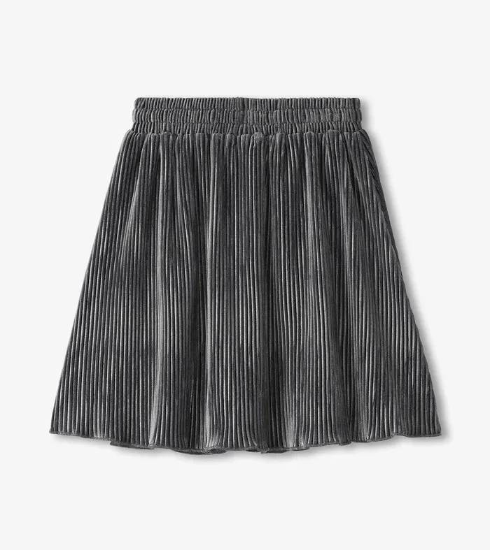 Girls Silver Shine Pleated Velour Skirt Hatley