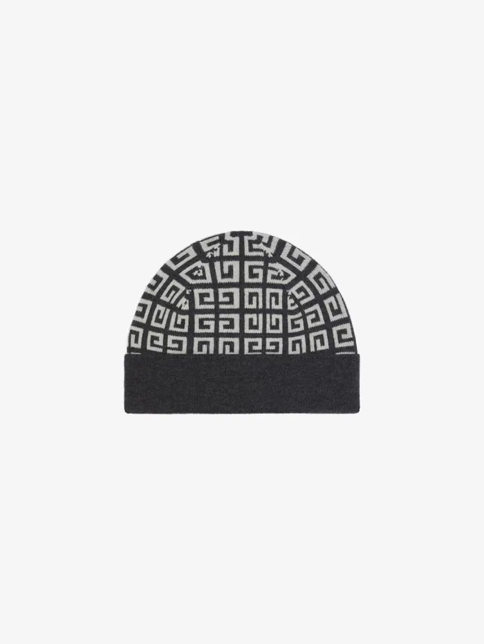 Givenchy 4G Double Sided Beanie In Wool And Cashmere Dark Grey Women Beanies and Caps Givenchy 4G Double Sided Beanie In Wool And Cashmere Dark Grey Women Beanies and Caps