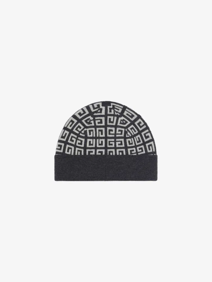 Givenchy 4G Double Sided Beanie In Wool And Cashmere Dark Grey Women Beanies and Caps Givenchy 4G Double Sided Beanie In Wool And Cashmere Dark Grey Women Beanies and Caps