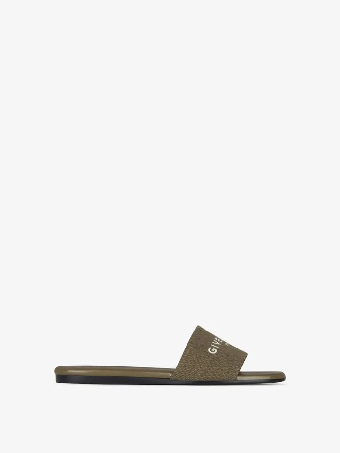 Givenchy 4G Mules In Canvas Dark Khaki Women Slides and Sandals