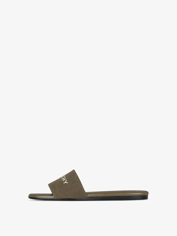 Givenchy 4G Mules In Canvas Dark Khaki Women Slides and Sandals Givenchy 4G Mules In Canvas Dark Khaki Women Slides and Sandals