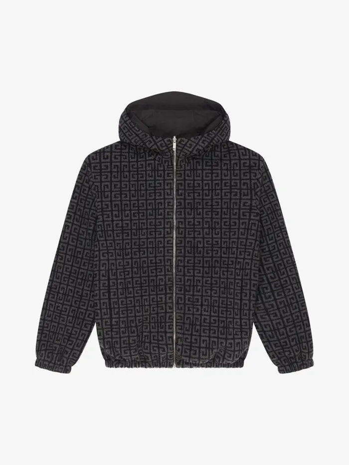 Givenchy 4G Reversible Hooded Jacket In Wool Blackgrey Men Outerwear and Blousons