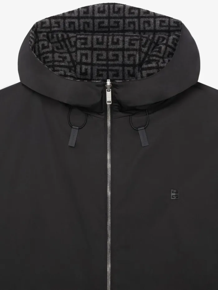 Givenchy 4G Reversible Hooded Jacket In Wool Blackgrey Men Outerwear and Blousons