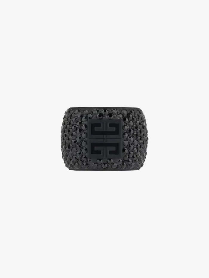 Givenchy 4G Ring In Metal With Crystals Black Women Jewelry