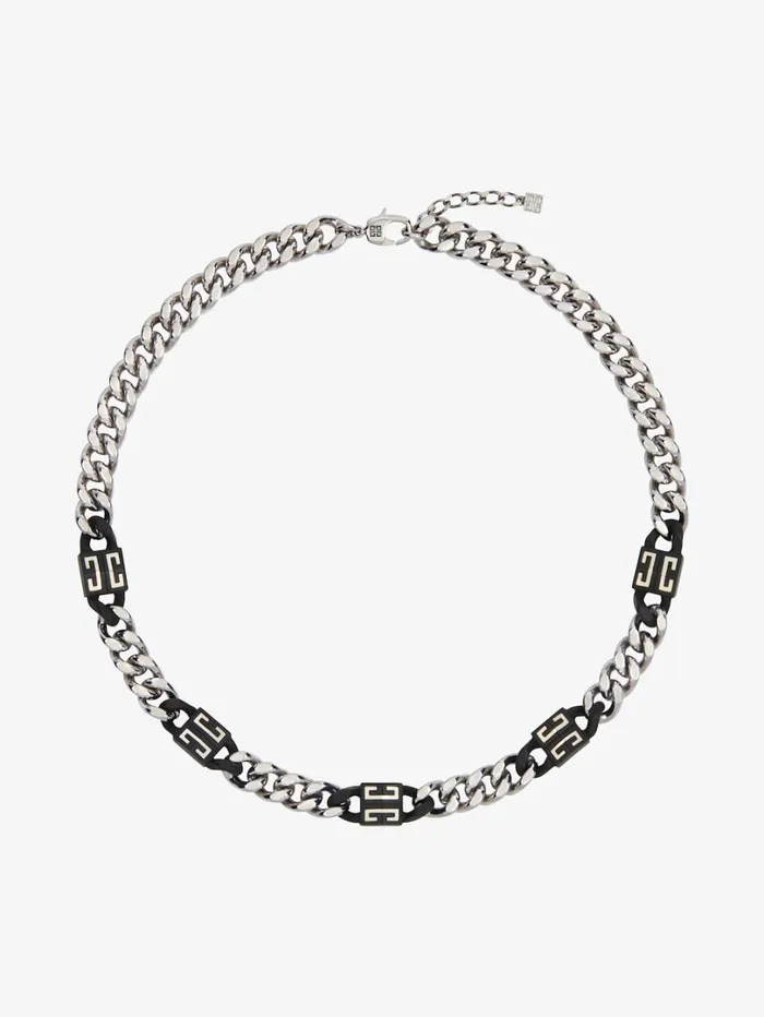 Givenchy 4G Short Necklace In Metal Blacksilvery Men Jewelry