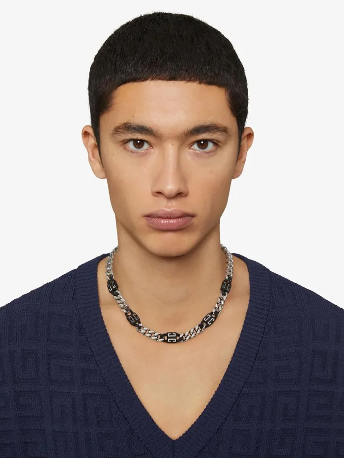 Givenchy 4G Short Necklace In Metal Blacksilvery Men Jewelry Givenchy 4G Short Necklace In Metal Blacksilvery Men Jewelry