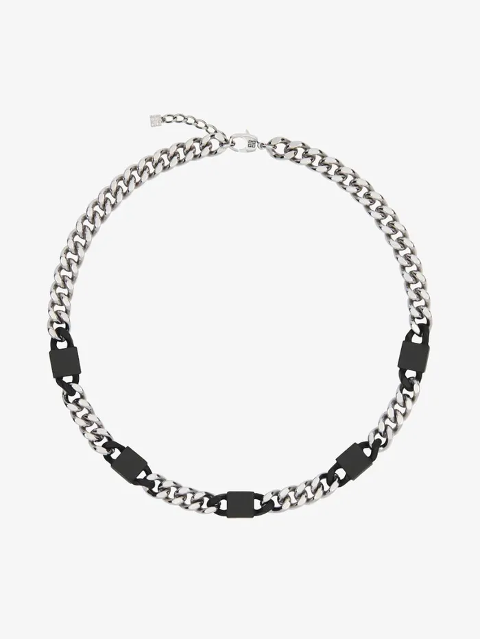 Givenchy 4G Short Necklace In Metal Blacksilvery Men Jewelry Givenchy 4G Short Necklace In Metal Blacksilvery Men Jewelry