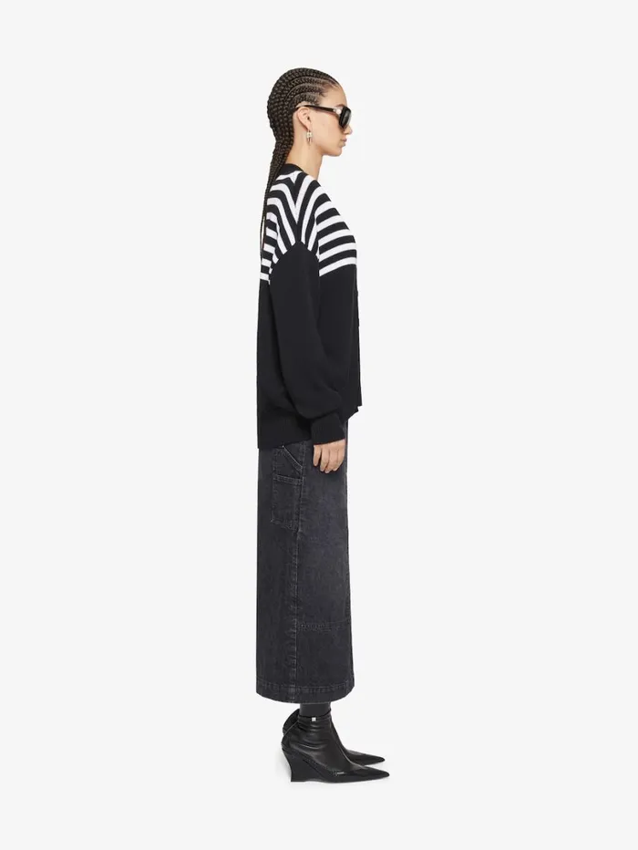 Givenchy 4G Striped Cardigan In Cotton Black Women Knitwear