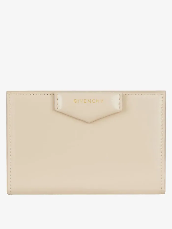 Givenchy Antigona Bifold Wallet In Box Leather Natural Beige Women Wallets and Card Holders