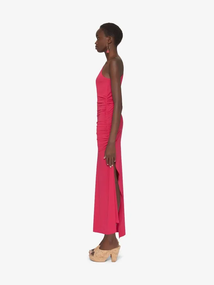 Givenchy Asymmetric Draped Dress In Crepe Jersey Raspberry Women Dresses