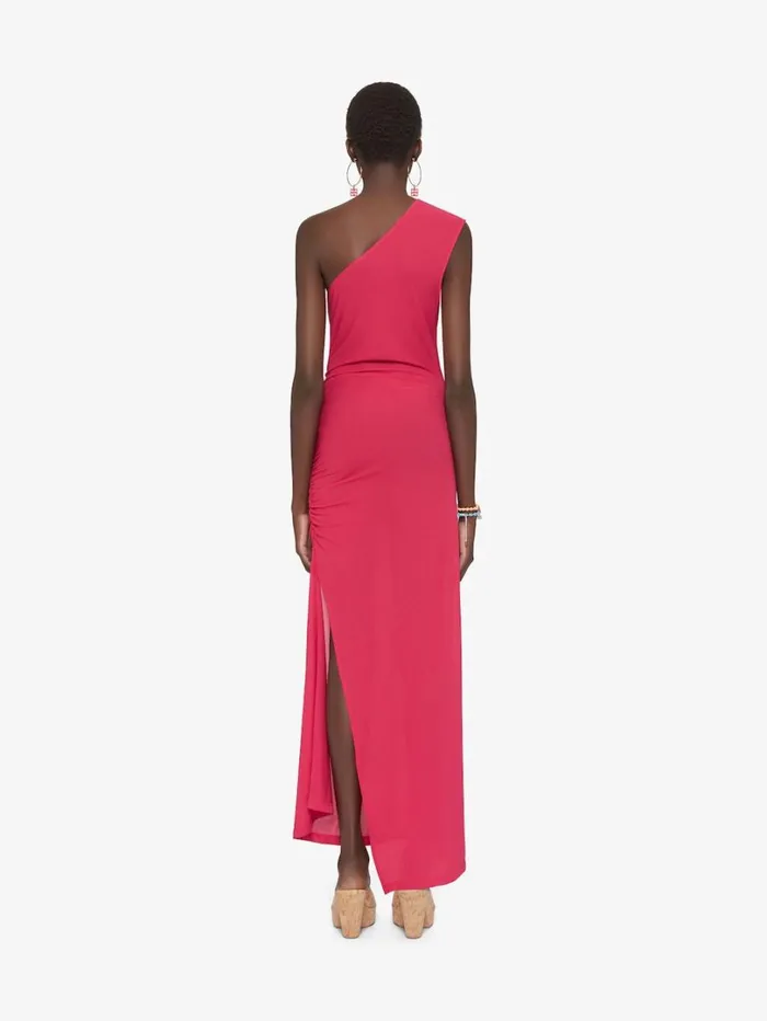 Givenchy Asymmetric Draped Dress In Crepe Jersey Raspberry Women Dresses