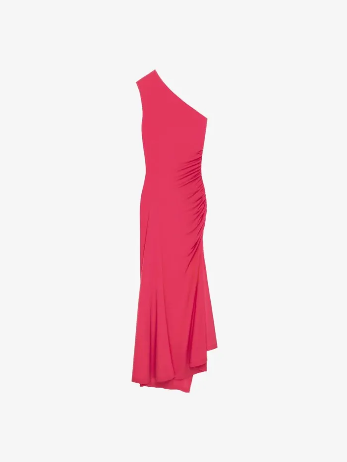 Givenchy Asymmetric Draped Dress In Crepe Jersey Raspberry Women Dresses