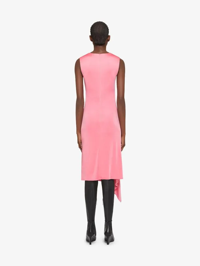 Givenchy Asymmetrical Draped Dress In Jersey Flamingo Women Dresses