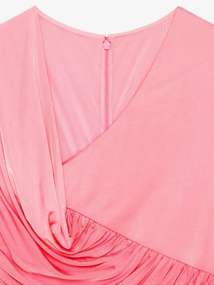 Givenchy Asymmetrical Draped Dress In Jersey Flamingo Women Dresses