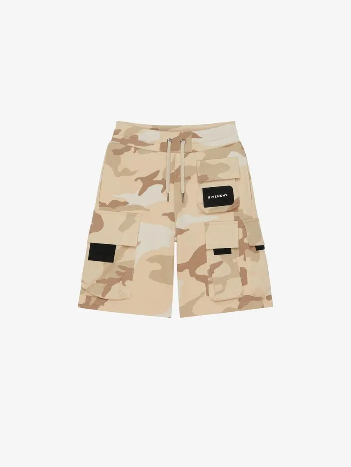 Givenchy Bermuda Shorts In Fleece With Camo Print Creambeige Men Boy 4 To 12 Years