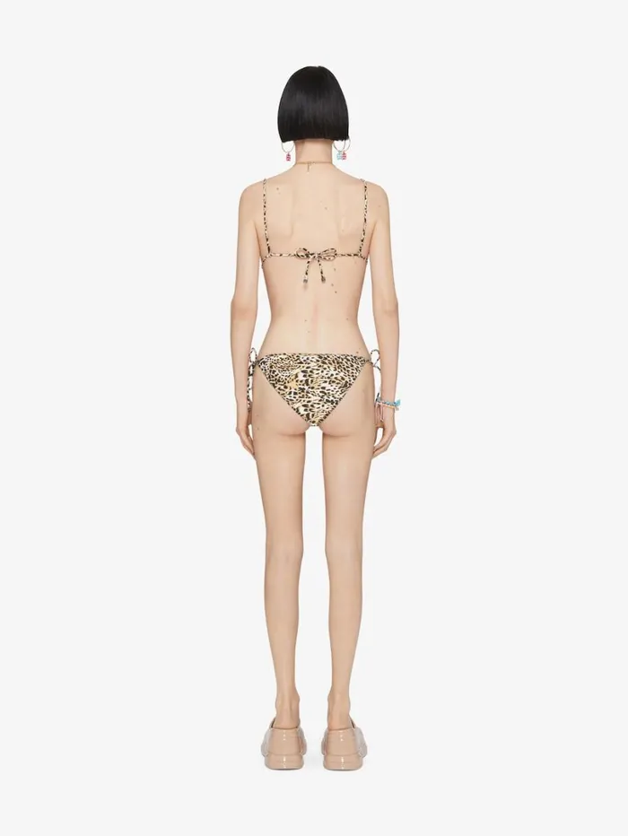 Givenchy Bikini Bottom With Leopard Print And 4G Detail Beigeblack Women Swimwear