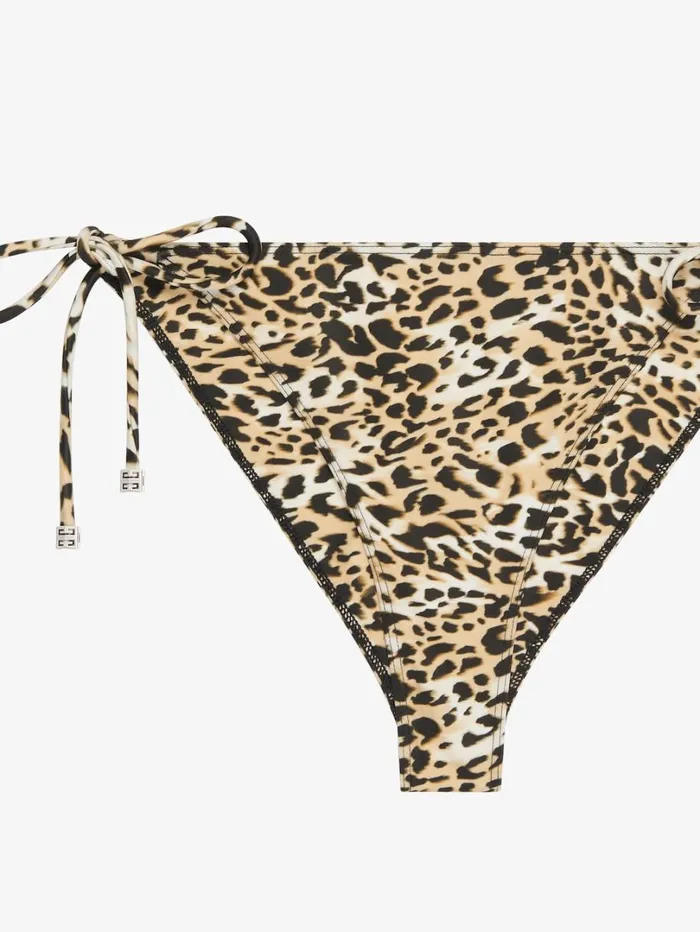 Givenchy Bikini Bottom With Leopard Print And 4G Detail Beigeblack Women Swimwear