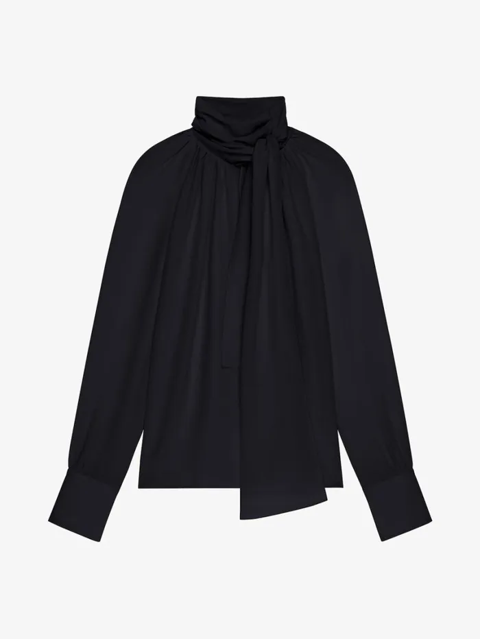 Givenchy Blouse In Silk With Lavallire Black Women Tops and Shirts