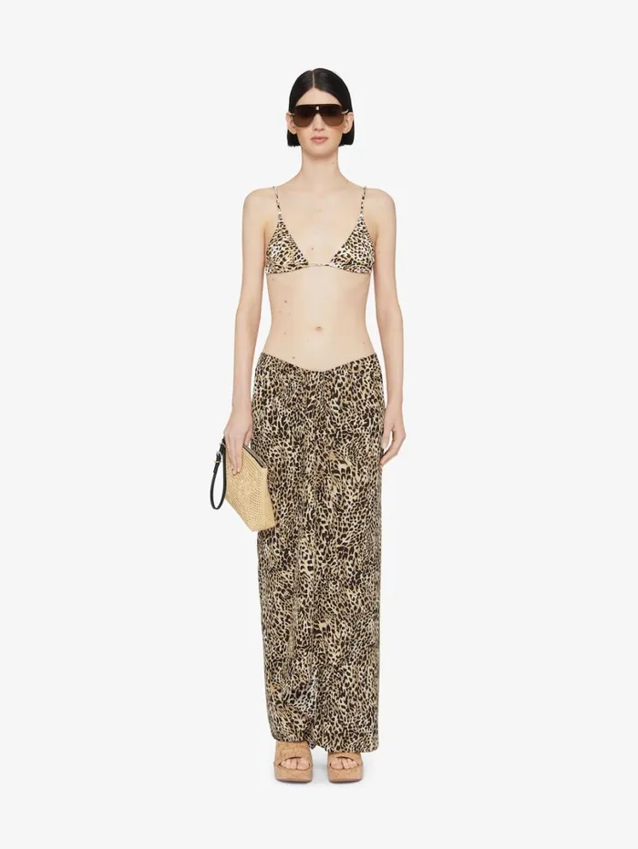 Givenchy Draped Skirt In Silk With Leopard Print Beigeblack Women Skirts