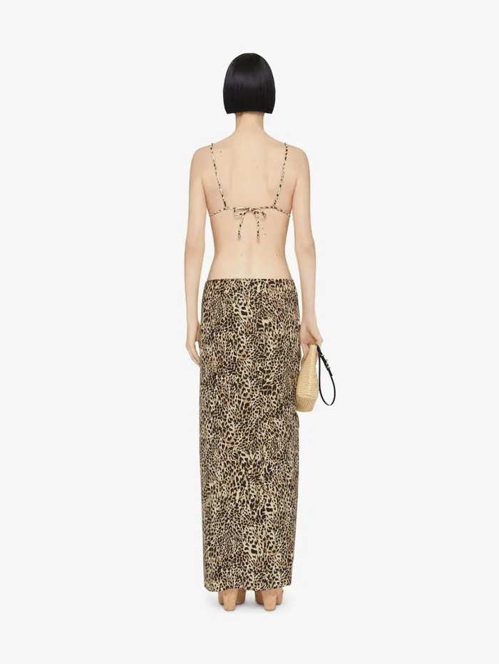 Givenchy Draped Skirt In Silk With Leopard Print Beigeblack Women Skirts