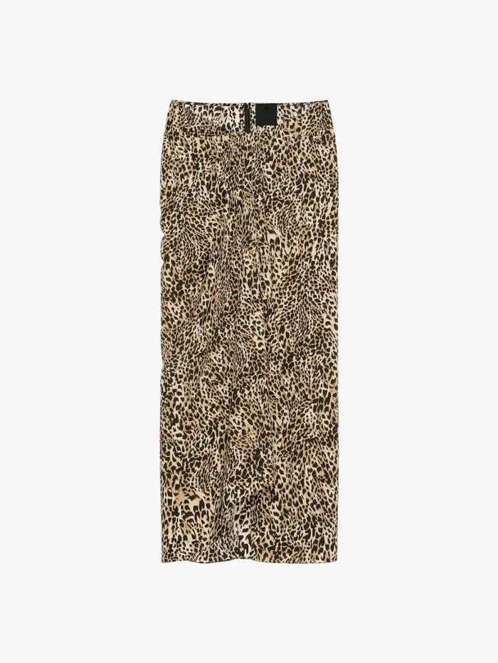 Givenchy Draped Skirt In Silk With Leopard Print Beigeblack Women Skirts