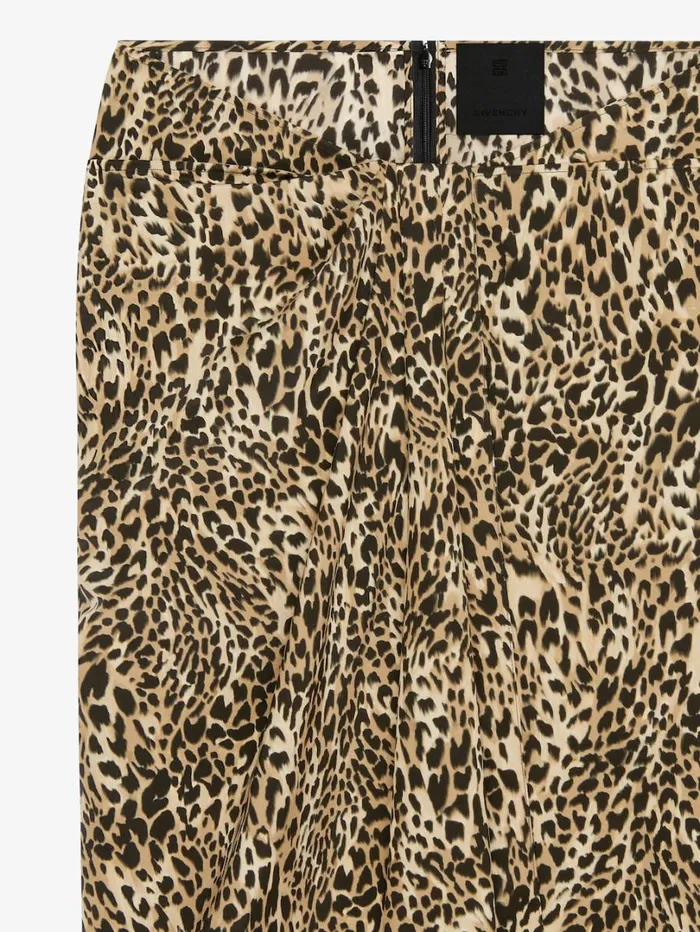 Givenchy Draped Skirt In Silk With Leopard Print Beigeblack Women Skirts