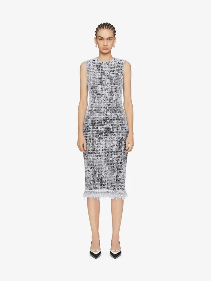 Givenchy Dress In 4G Tweed With Chain Detail Blackwhite Women Dresses