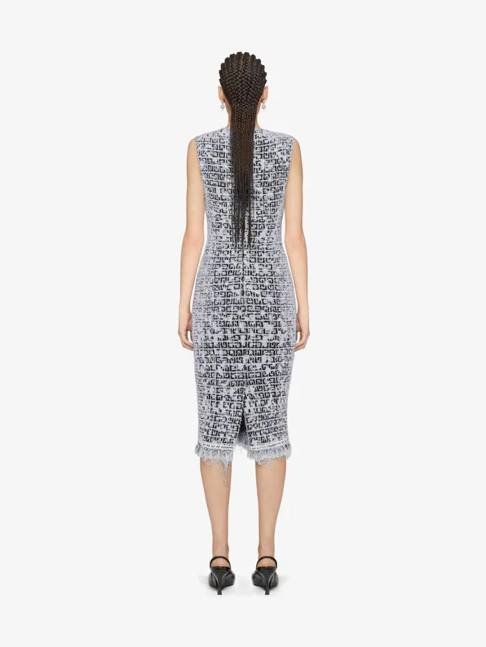 Givenchy Dress In 4G Tweed With Chain Detail Blackwhite Women Dresses