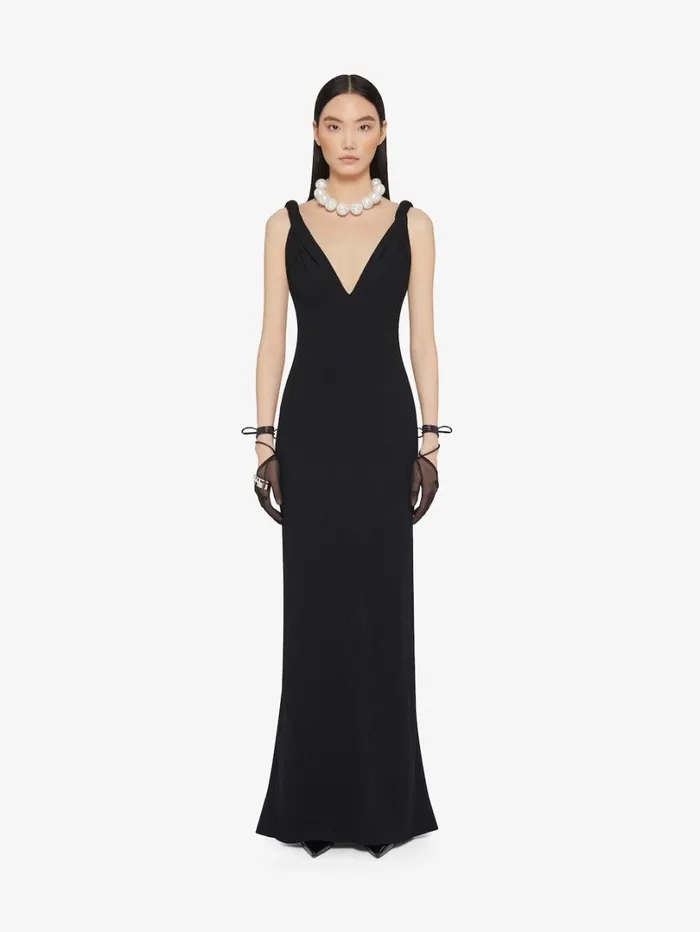 Givenchy Dress With Twisted Straps In Jersey With Pearls Black Women Dresses