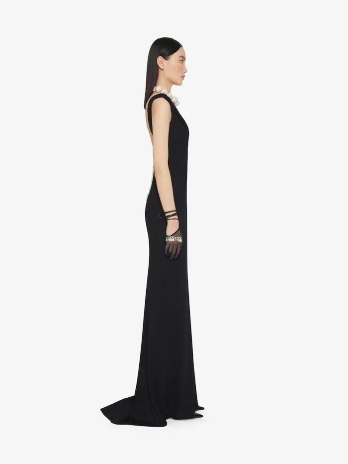 Givenchy Dress With Twisted Straps In Jersey With Pearls Black Women Dresses