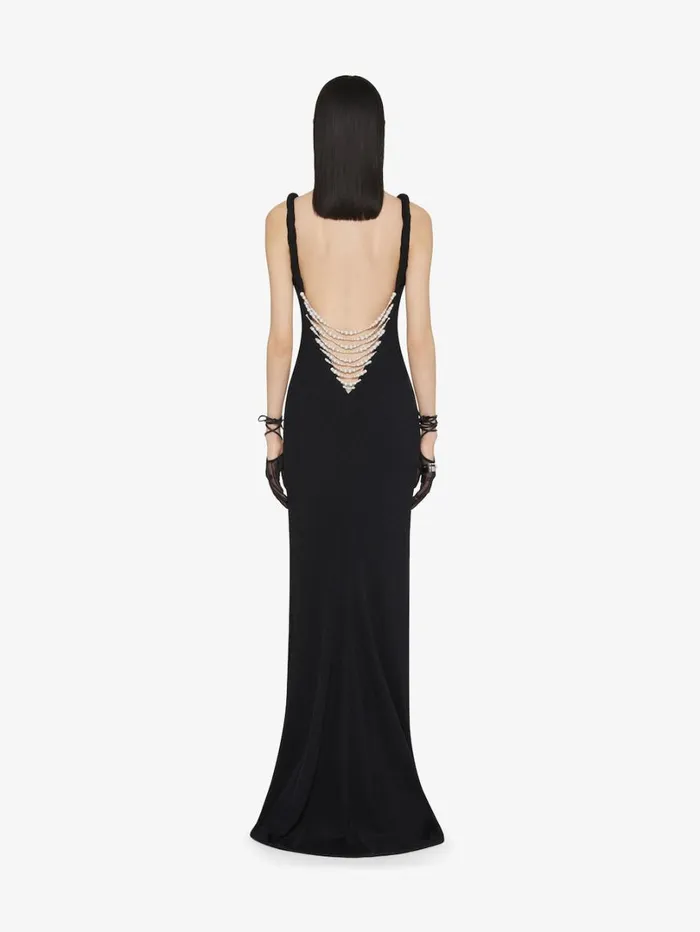 Givenchy Dress With Twisted Straps In Jersey With Pearls Black Women Dresses