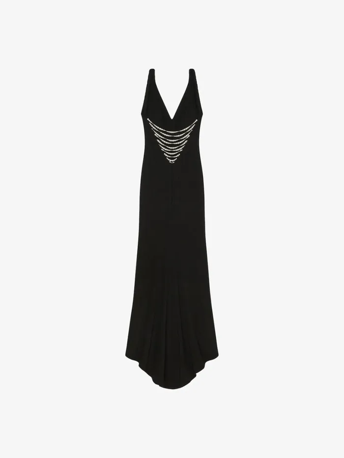 Givenchy Dress With Twisted Straps In Jersey With Pearls Black Women Dresses