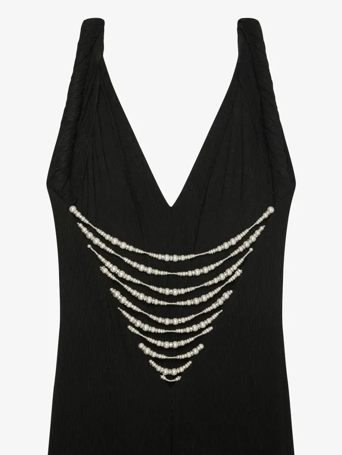 Givenchy Dress With Twisted Straps In Jersey With Pearls Black Women Dresses