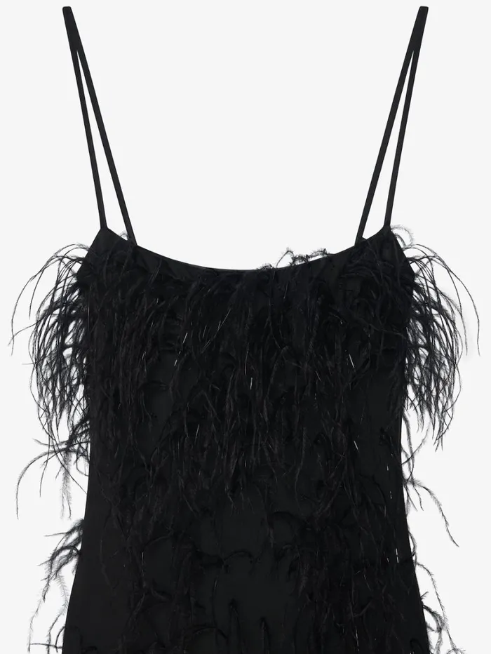 Givenchy Evening Straps Dress With Feathers And Lurex Black Women Dresses Givenchy Evening Straps Dress With Feathers And Lurex Black Women Dresses