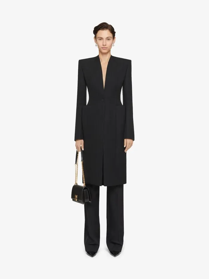 Givenchy Fitted Coat In Wool Black Women Coats and Jackets