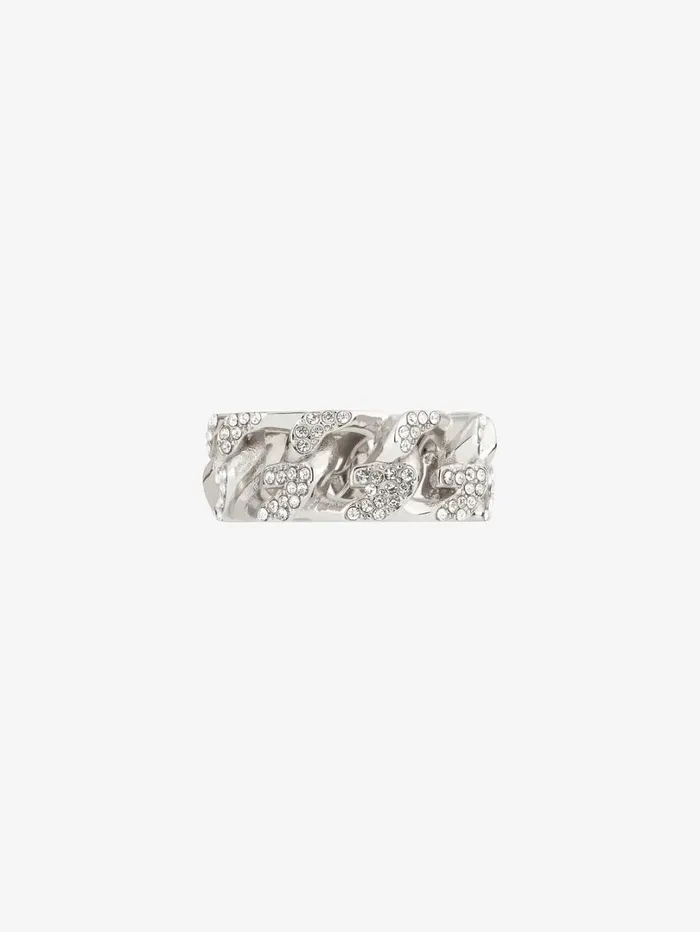 Givenchy G Chain Ring In Metal With Crystals Silvery Women Jewelry
