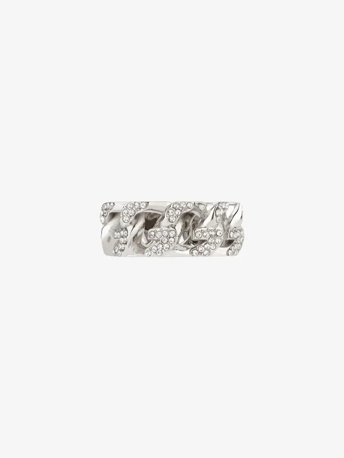 Givenchy G Chain Ring In Metal With Crystals Silvery Women Jewelry Givenchy G Chain Ring In Metal With Crystals Silvery Women Jewelry