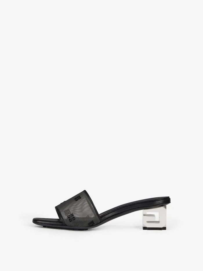 Givenchy G Cube Mules In 4G Transparent Mesh Black Women Slides and Sandals Givenchy G Cube Mules In 4G Transparent Mesh Black Women Slides and Sandals