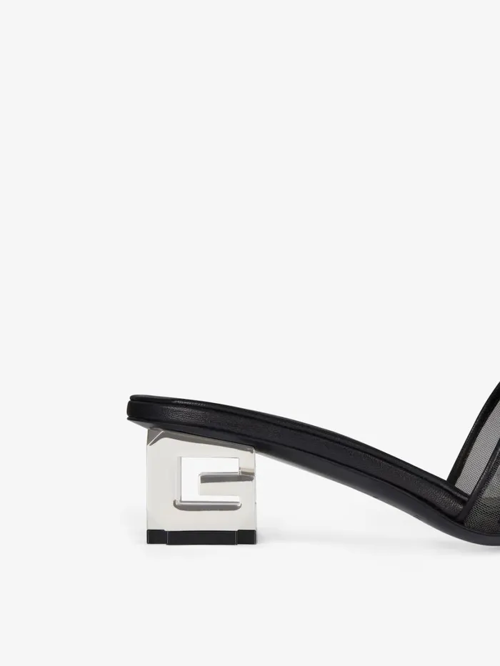 Givenchy G Cube Mules In 4G Transparent Mesh Black Women Slides and Sandals Givenchy G Cube Mules In 4G Transparent Mesh Black Women Slides and Sandals