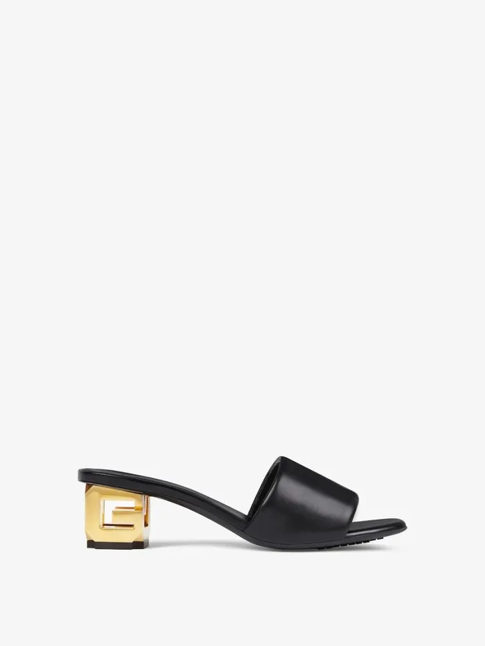 Givenchy G Cube Mules In Leather Black Women Heels