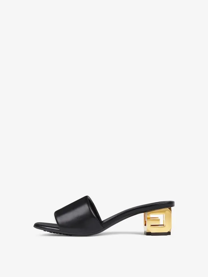 Givenchy G Cube Mules In Leather Black Women Heels Givenchy G Cube Mules In Leather Black Women Heels