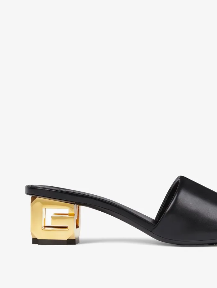 Givenchy G Cube Mules In Leather Black Women Heels Givenchy G Cube Mules In Leather Black Women Heels