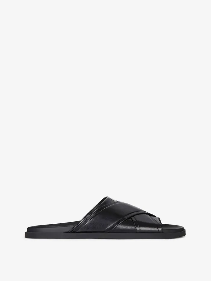 Givenchy G Plage Flat Sandals In Leather Black Men Slides and Sandals