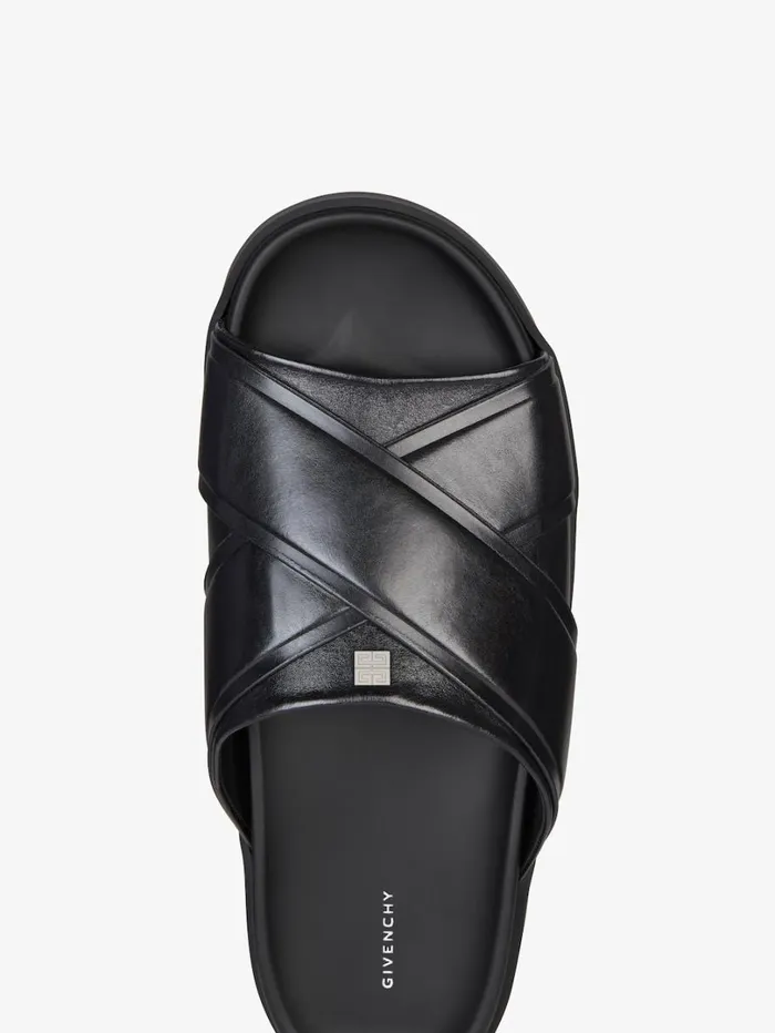 Givenchy G Plage Flat Sandals In Leather Black Men Slides and Sandals Givenchy G Plage Flat Sandals In Leather Black Men Slides and Sandals