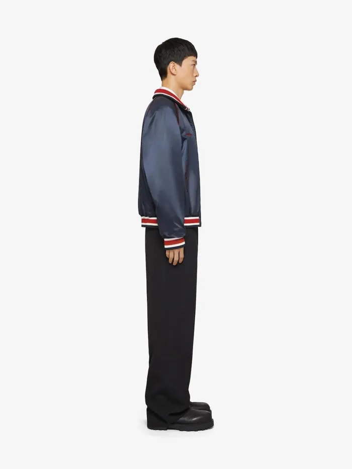 Givenchy GIVENCHY 1952 Shiny Bomber Jacket Night Blue Men Outerwear and Blousons