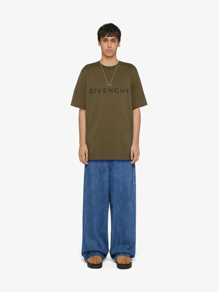 Givenchy GIVENCHY Archetype Oversized Tshirt In Cotton Khaki Men TShirts